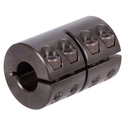 Geschlitzte Schalenkupplung MAS beidseitig Bohrung 40mm ohne Nut Stahl C45 brüniert mit Schrauben DIN 912-12.9 , Produktphoto
