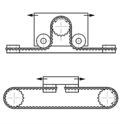 Normzahnriemen Profil L=3/8" (9,525mm) Breite 100=25,4mm Meterware (Neopren mit Glasfaser-Zugstrang) , Technische Zeichnung