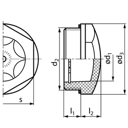 Ölschauglas 541 Polyamid PA-T Schauöffnung 25mm Gewinde G 1", Technische Zeichnung