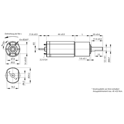 Planeten-Kleingetriebemotor SFP 1 mit Gleichstrommotor 24V i=121:1 Leerlaufdrehzahl 68 1/min., Technische Zeichnung