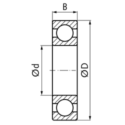 SKF Rillenkugellager einreihig Innen-Ø 4mm Außen-Ø 13mm Breite 5mm mit beidseitigen Deckscheiben, Technische Zeichnung