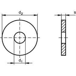 Scheibe DIN 6340 für Gewinde M12 Vergütungsstahl Klasse 10 Außendurchmesser 35mm Breite 5mm , Technische Zeichnung