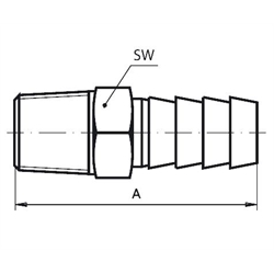 Schlauchtülle für Schlauchdurchmesser 10mm , Technische Zeichnung