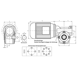 Schneckengetriebemotor HMD/I Grundausführung Getriebegröße 045 n2=100 /min 0,37kW 230/400V 50Hz IE2 Abtrieb Hohlwelle (Betriebsanleitung im Internet unter www.maedler.de im Bereich Downloads), Technische Zeichnung