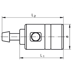 Standardschnellkupplung mit Schlauchanschluss 9-10 , Technische Zeichnung