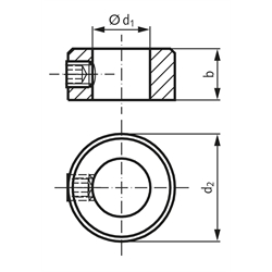 Stellring DIN 705 A Bohrung 4mm Edelstahl 1.4305 Gewindestift mit Innensechskant nach DIN EN ISO 4027 (alte DIN 914), Technische Zeichnung