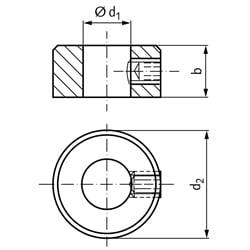 Stellring DIN703 Bohrung 70mm brüniert Gewindestift 12.9 mit Innensechskant, Technische Zeichnung