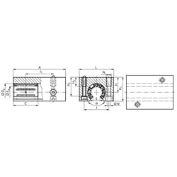 Offene Tandem-Linearlagereinheit KGT-3-O ISO-Reihe 3 Premium mit Linear-Kugellagern mit Winkelausgleich mit Doppellippendichtung für Wellen-Ø 16mm, Technische Zeichnung