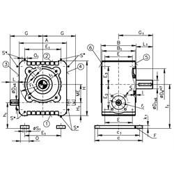Schneckengetriebe ZM/I Ausführung A Größe 80 i=15:1 Abtriebswelle Seite 5 (Betriebsanleitung im Internet unter www.maedler.de im Bereich Downloads), Technische Zeichnung